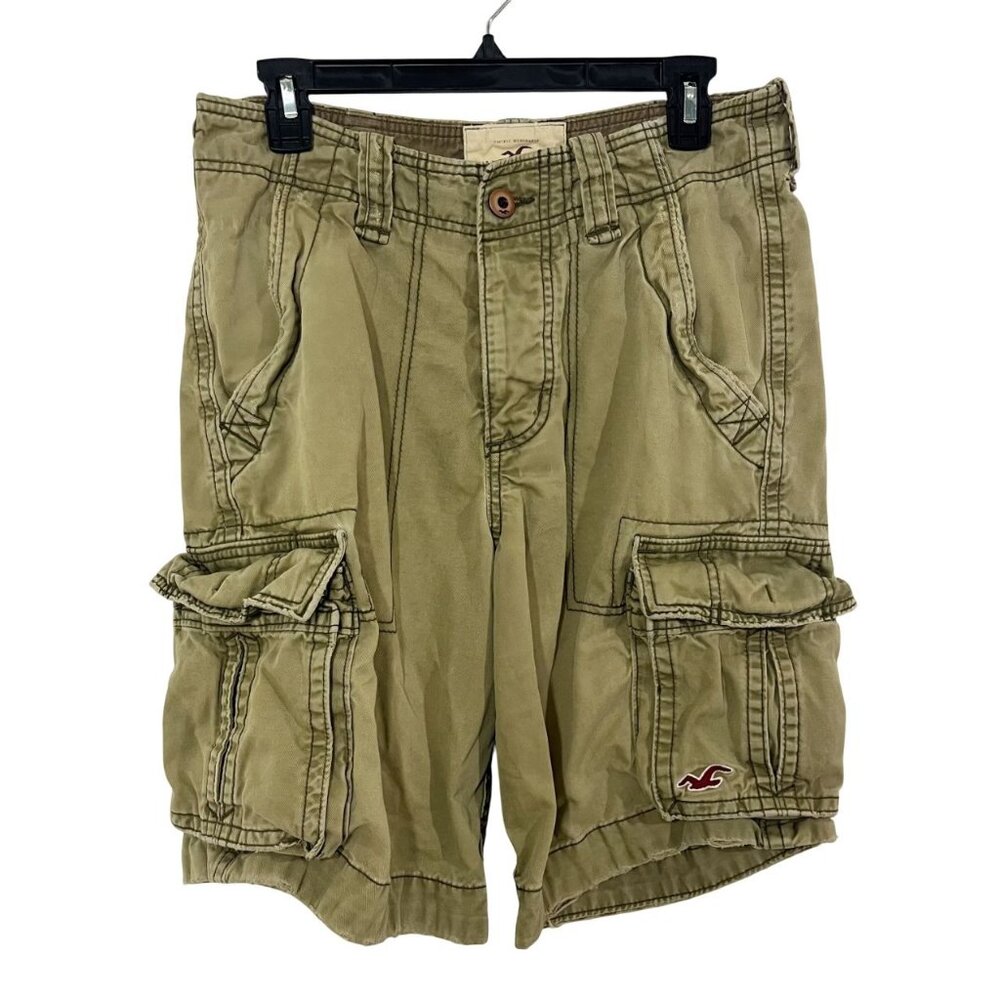 Vintage Hollister Y2K Green Cargo Shorts Distressed -‎ Men's Size 28